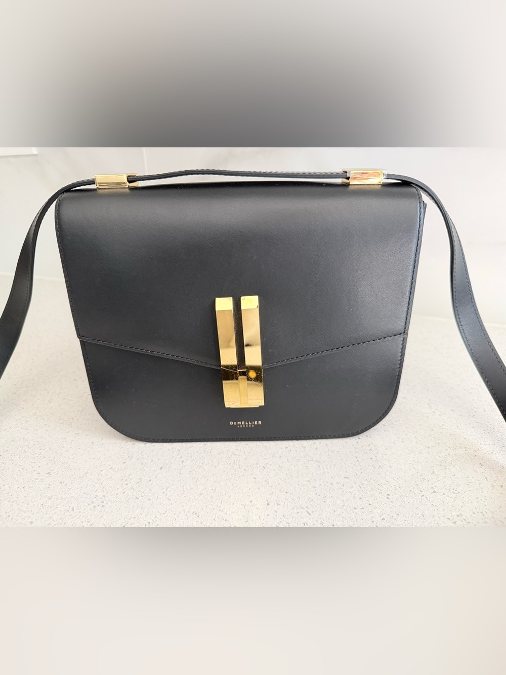 DeMellier Black Leather Vancouver Crossbody Bag